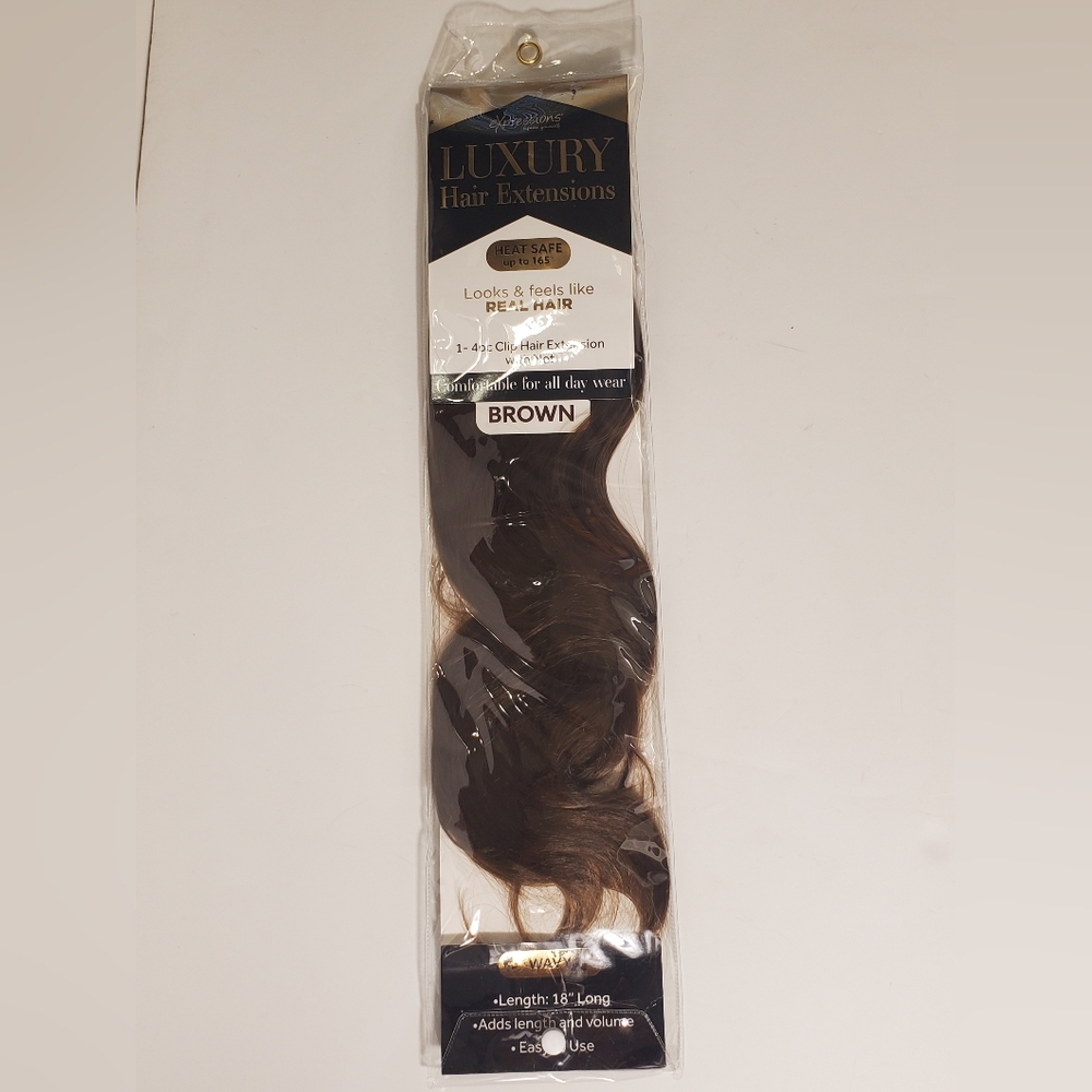 New Brown Wavy 18” Luxury Clip In Hair Extensions Expressions